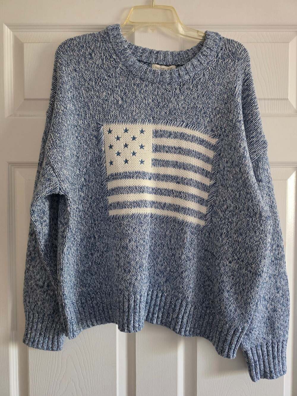 NWT Rachel Zoe Blue Marled Flag Sweater XL Coastal Americana Tuckernuck Style